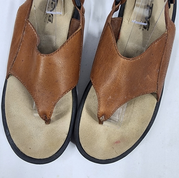 Teva Salani Thong Ankle Strap Leather Sandals Camel 7 - Picture 4 of 8